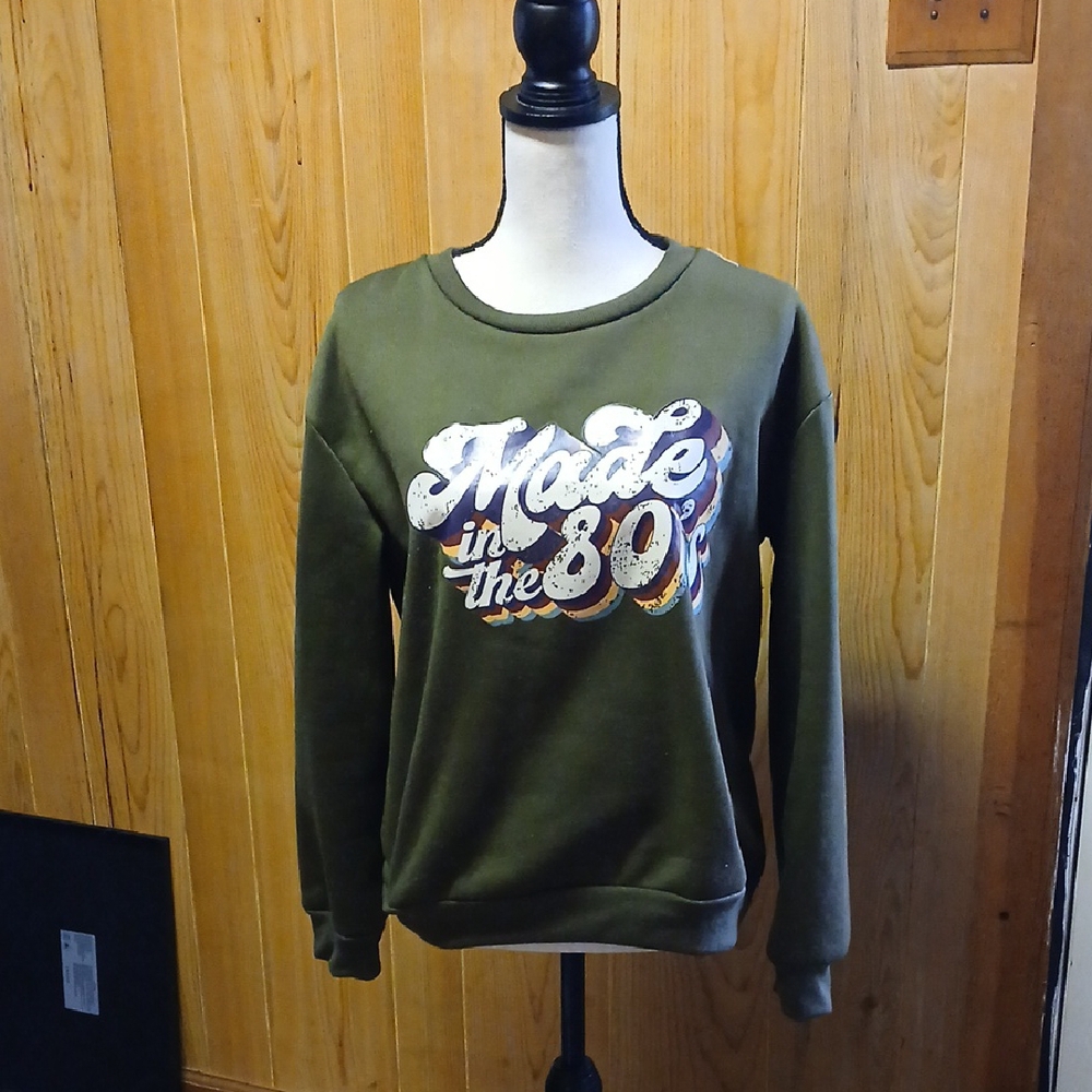 SHEIN Green Crew Neck Sweatshirt with Graphic Design - Picture 1 of 6